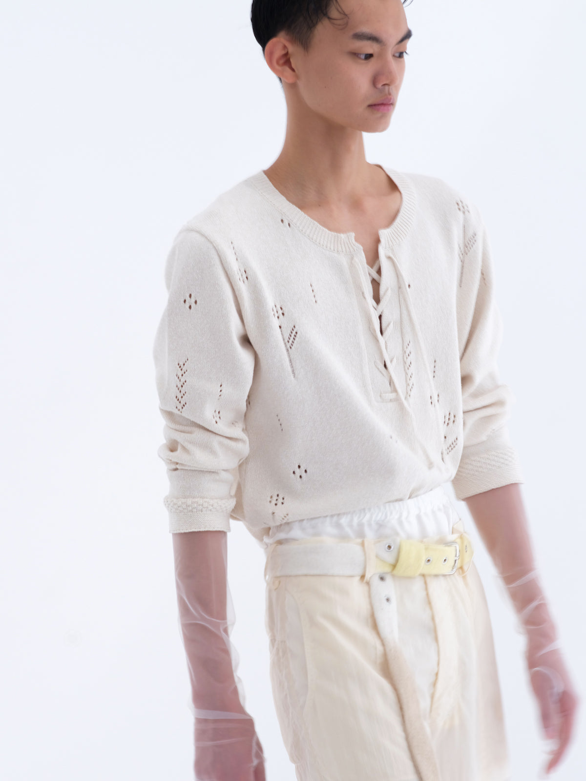 SHEER NYLON TROUSERS - BEIGE