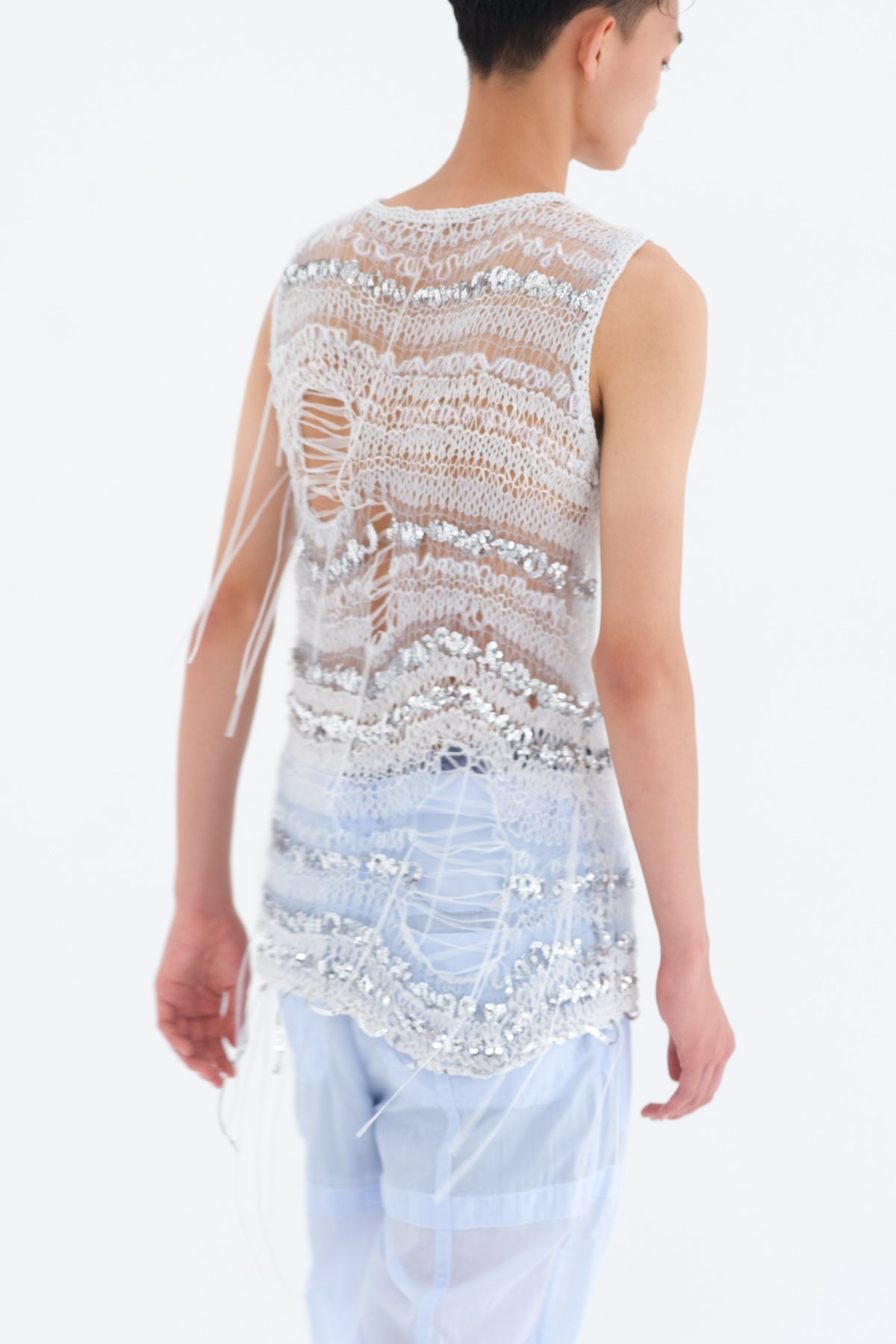 SHEER NYLON TROUSERS - LIGHT BLUE