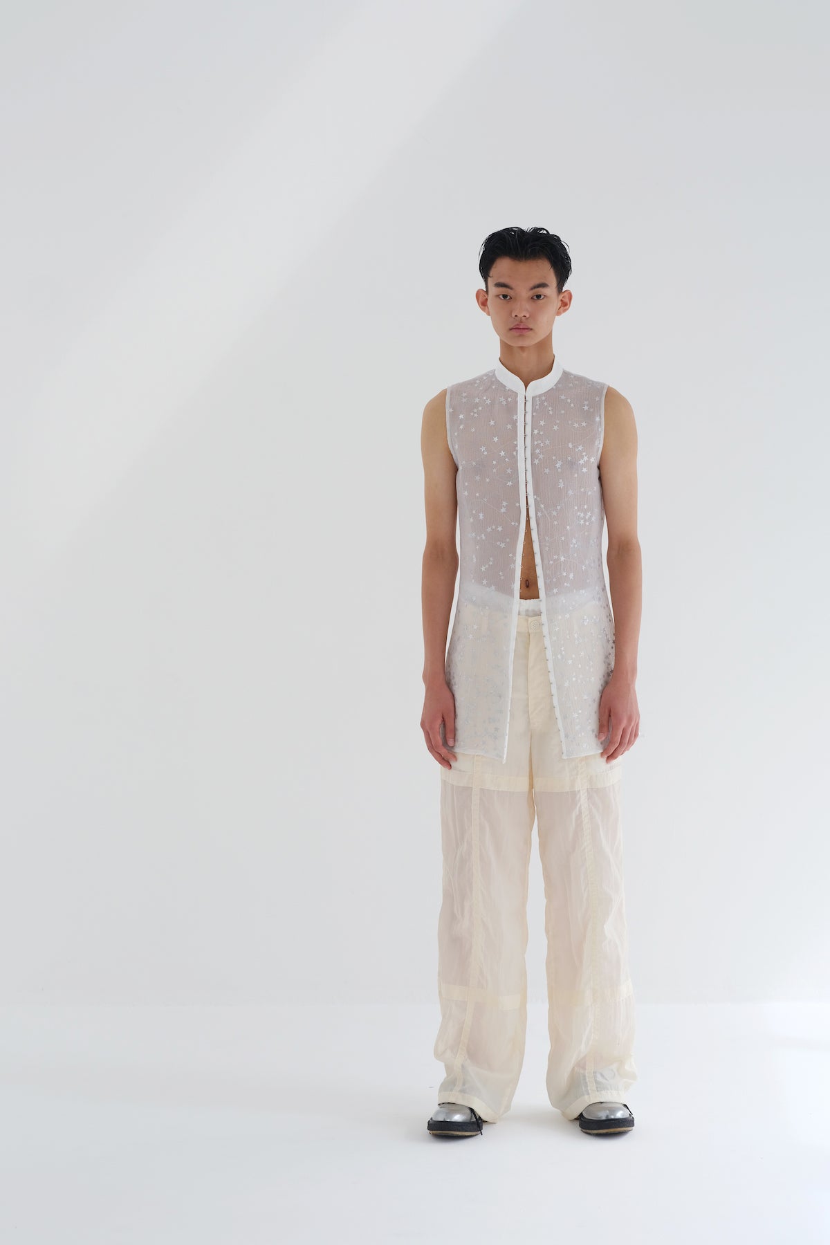 SHEER NYLON TROUSERS - BEIGE