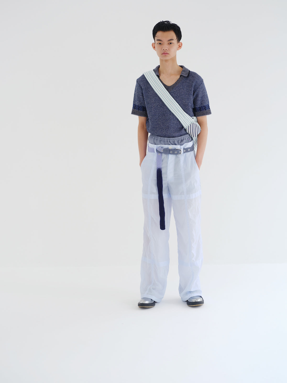 SHEER NYLON TROUSERS - LIGHT BLUE