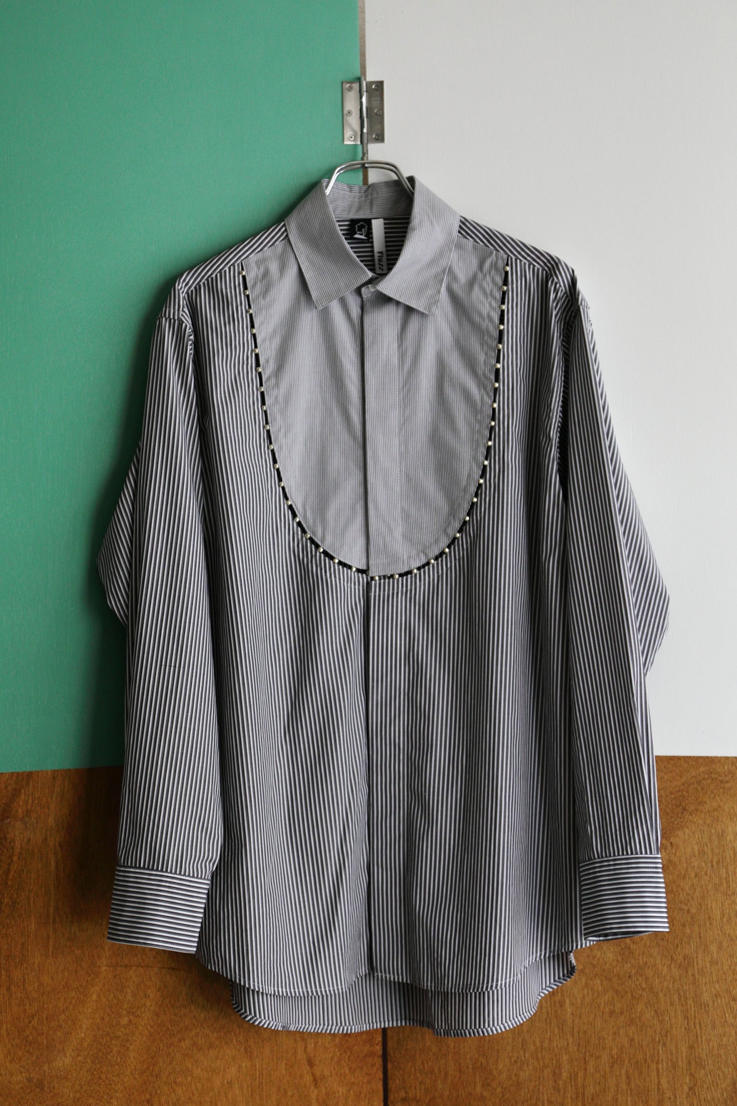 hand beading dress shirts - grey stripe