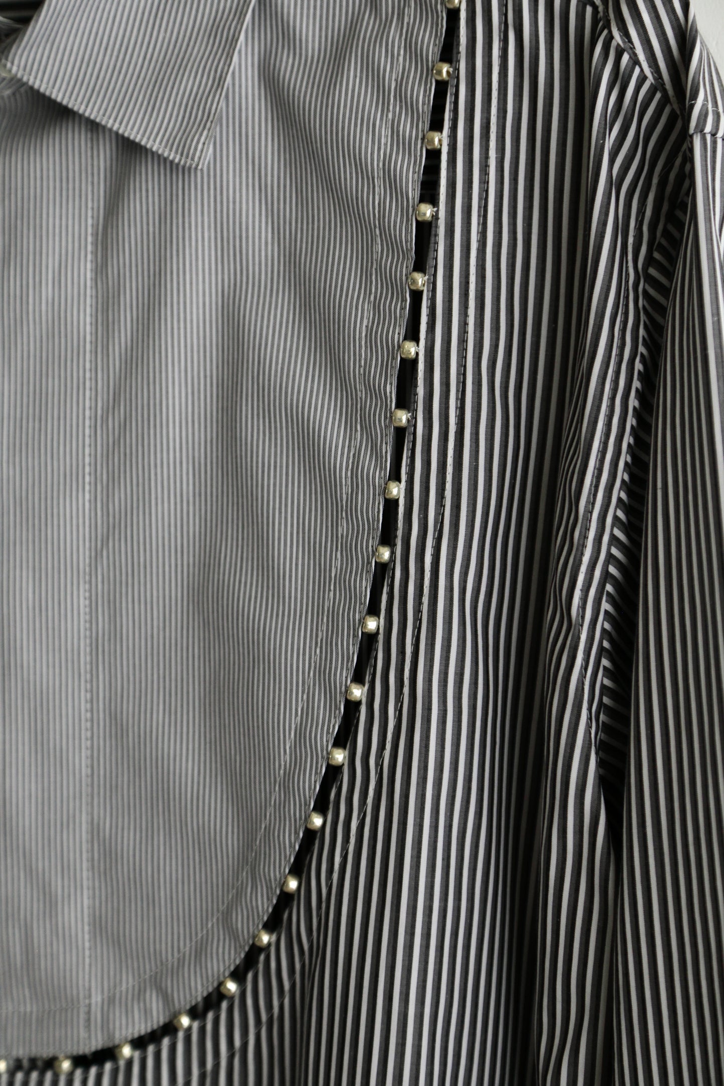 hand beading dress shirts - grey stripe