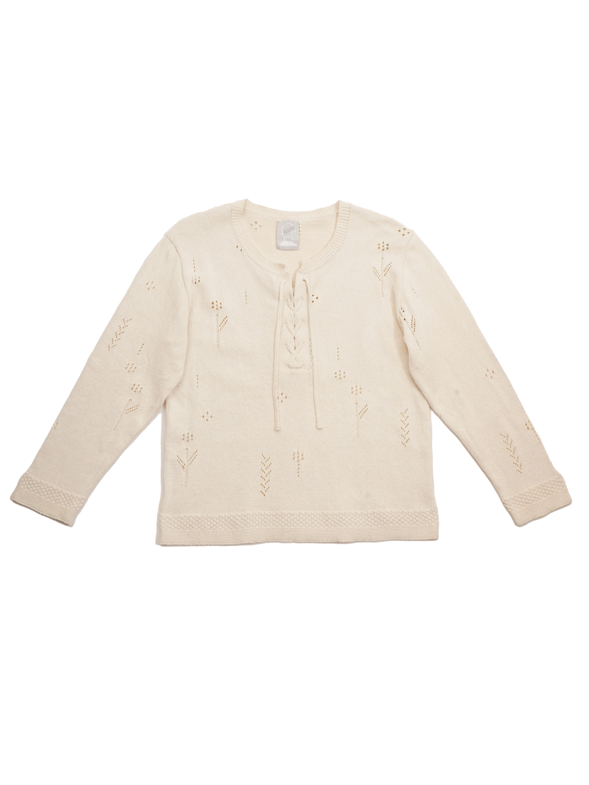 RANDOM LACE HOLE PULLOVER - OFF-WHITE