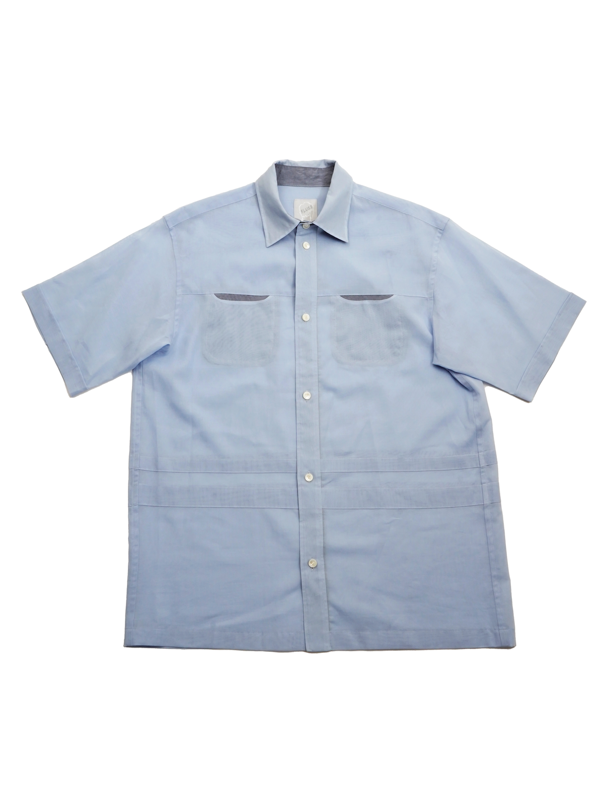 SHEER HALF SLEEVE SHIRTS - SAX BLUE
