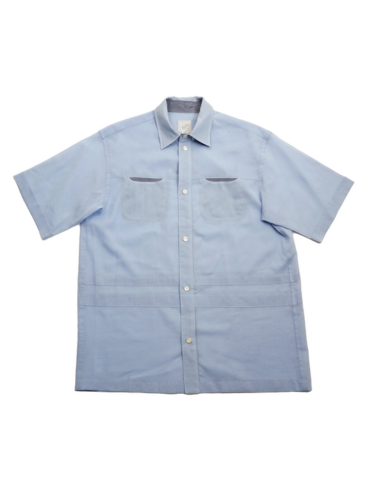 SHEER HALF SLEEVE SHIRTS - SAX BLUE